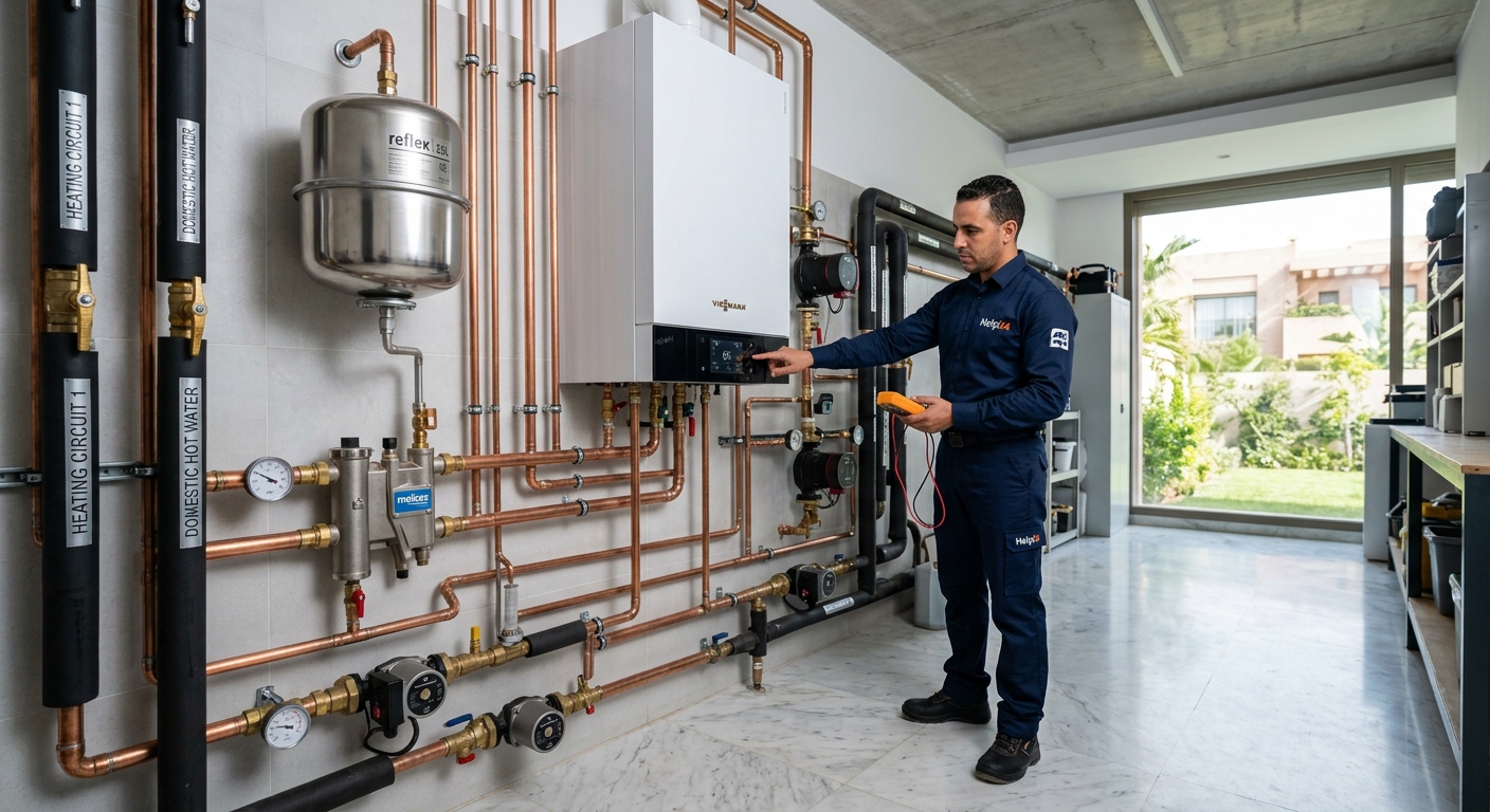 Dépannage et entretien de chaudière à gaz de luxe à Casablanca par l'équipe de chauffagistes certifiés Help24
