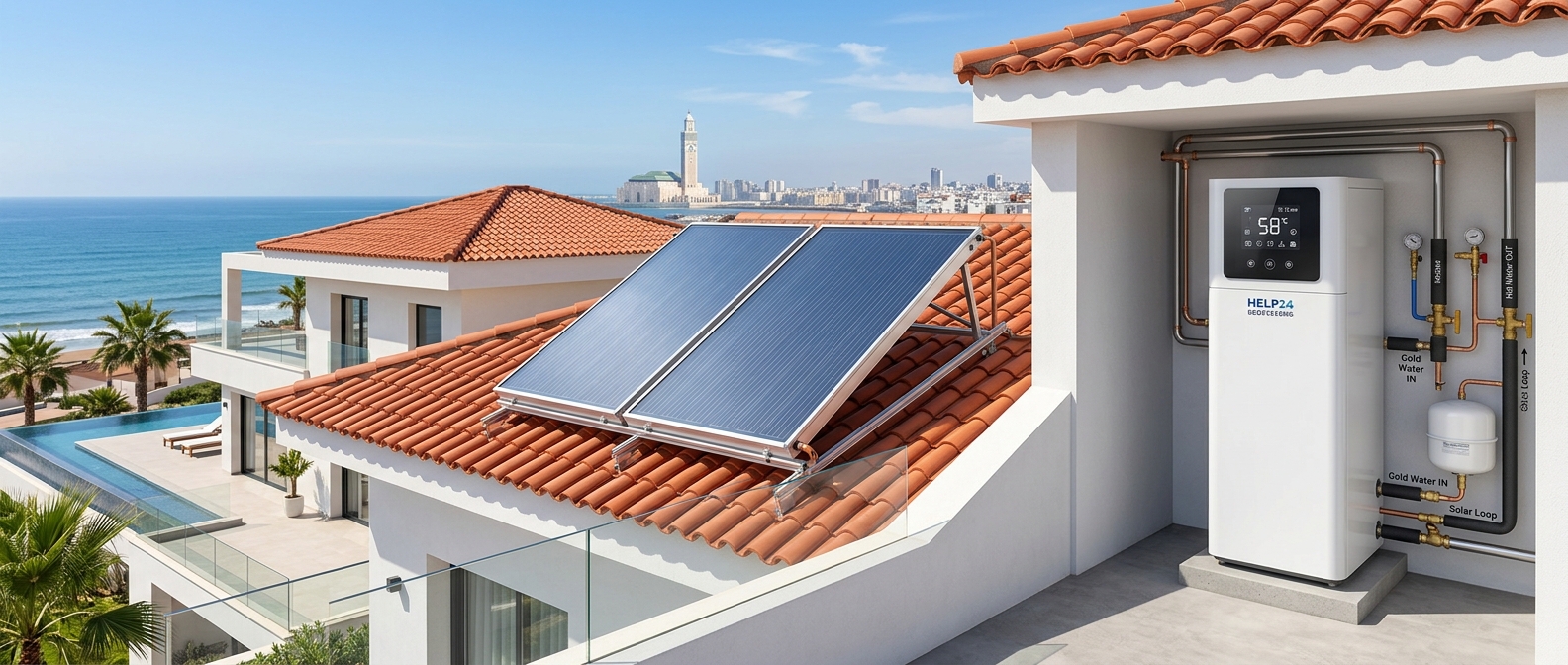 Installation de chauffe-eau solaire et ballon thermodynamique à Casablanca par l'équipe de techniciens certifiés Help24
